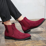 Chelsea Corduroy Leather Dress Boot // Burgundy (Euro: 39)