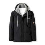 Insulated Gray Hooded Duck Down Fill Jacket // Black (M)