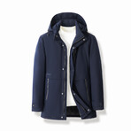 Removable Hood Duck Down Fill Jacket // Blue (L)