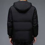 Insulated Hooded Duck Down Fill Jacket with Logo // Black (L)