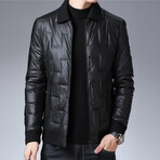 Insulated Square Zig Zag Pattern Duck Down Fill Jacket // Black (L)