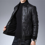 Insulated Square Zig Zag Pattern Duck Down Fill Jacket // Black (L)