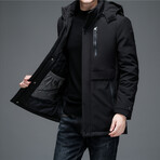 Removable Hood Duck Down Fill Jacket // Black (M)