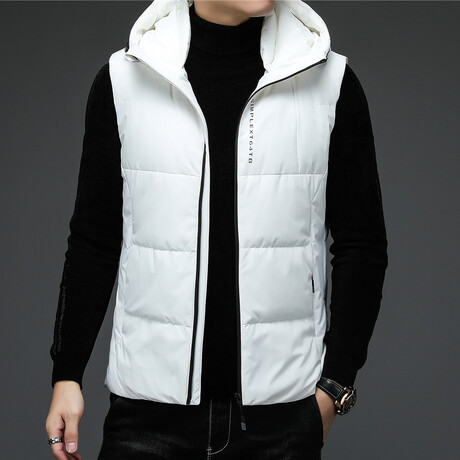 Insulated Hooded Duck Down Fill Vest // White (XS)