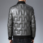 Insulated Square Zig Zag Pattern Duck Down Fill Jacket // Gray (2XL)