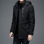 Removable Hood Duck Down Fill Jacket // Black (M)