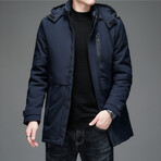 Removable Hood Duck Down Fill Jacket // Blue (L)