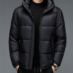 Insulated Hooded Duck Down Fill Jacket // Black (XL)