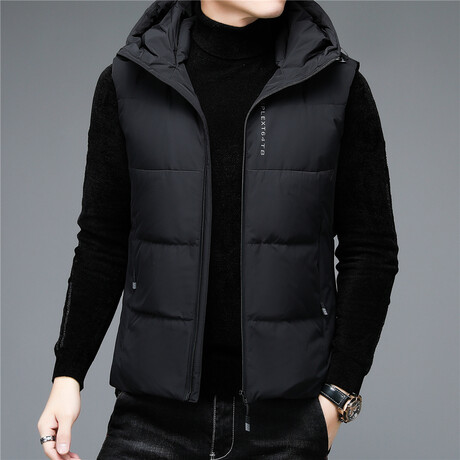 Insulated Hooded Duck Down Fill Vest  // Black (XS)