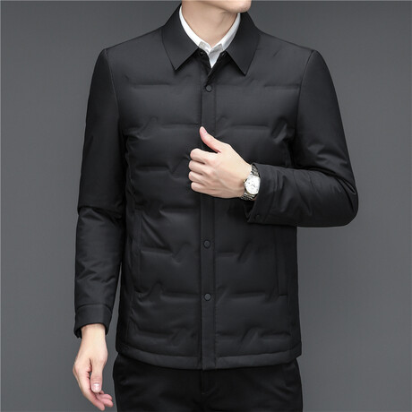 Insulated Zig Zag Pattern Duck Down Fill Jacket //  Black (2XL)