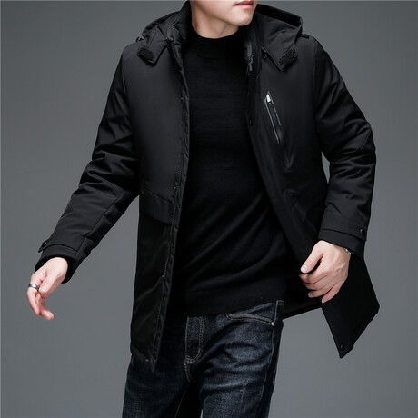 Removable Hood Duck Down Fill Jacket // Black (XS)