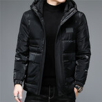 Insulated Hooded Duck Down Fill Jacket // Bright Black (M)