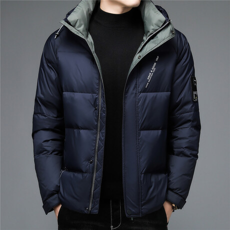 Insulated Hooded Duck Down Fill Jacket // Blue (XS)