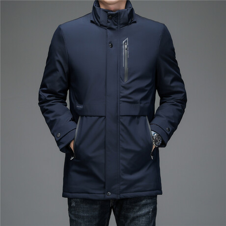 Removable Hood Duck Down Fill Jacket // Blue (XS)