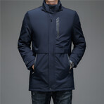 Removable Hood Duck Down Fill Jacket // Blue (L)