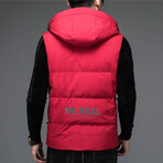 Insulated Hooded Duck Down Fill Vest  // Red (XL)