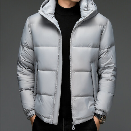 Insulated Hooded Duck Down Fill Jacket // Gray (XS)