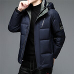 Insulated Hooded Duck Down Fill Jacket // Blue (L)