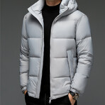 Insulated Hooded Duck Down Fill Jacket // Gray (L)