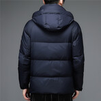 Insulated Hooded Duck Down Fill Jacket // Blue (L)