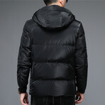 Insulated Hooded Duck Down Fill Jacket // Bright Black (M)