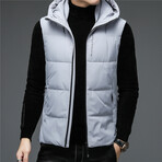 Insulated Hooded Duck Down Fill Vest // Gray (L)