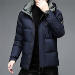 Insulated Hooded Duck Down Fill Jacket // Blue (XL)