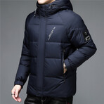 Insulated Hooded Duck Down Fill Jacket // Blue (L)