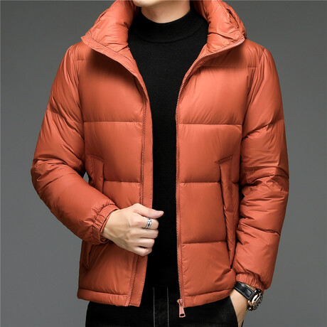 Insulated Hooded Duck Down Fill Jacket // Orange (XS)