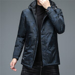 Insulated Hooded Duck Down Fill Jacket // Melange Blue (4XL)