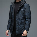 Insulated Hooded Duck Down Fill Jacket // Melange Blue (4XL)