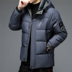 Insulated Hooded Duck Down Fill Jacket // Gray (L)