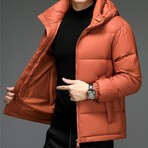 Insulated Hooded Duck Down Fill Jacket // Orange (XL)