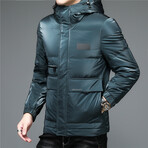 Insulated Hooded Duck Down Fill Jacket // Aqua Green (3XL)