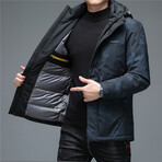 Insulated Hooded Duck Down Fill Jacket // Melange Blue (4XL)