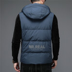 Insulated Hooded Duck Down Fill Vest // Blue (3XL)