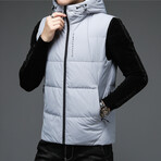 Insulated Hooded Duck Down Fill Vest // Gray (L)