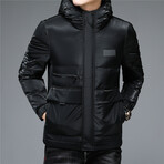 Insulated Hooded Duck Down Fill Jacket // Bright Black (M)