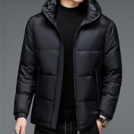 Insulated Hooded Duck Down Fill Jacket // Black (XS)
