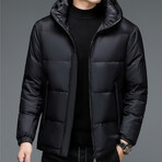 Insulated Hooded Duck Down Fill Jacket // Black (XL)