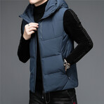 Insulated Hooded Duck Down Fill Vest // Blue (3XL)