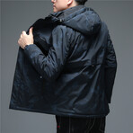 Insulated Hooded Duck Down Fill Jacket // Melange Blue (4XL)