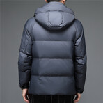 Insulated Hooded Duck Down Fill Jacket // Gray (L)