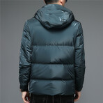 Insulated Hooded Duck Down Fill Jacket // Aqua Green (3XL)