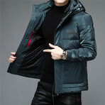 Insulated Hooded Duck Down Fill Jacket // Aqua Green (3XL)