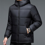Insulated Hooded Duck Down Fill Jacket // Black (XL)