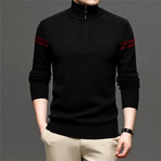 026 Zip Up Neck Merino Wool Sweater // Black (M)