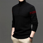 026 Zip Up Neck Merino Wool Sweater // Black (M)