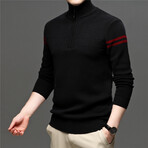 026 Zip Up Neck Merino Wool Sweater // Black (M)