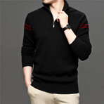 026 Zip Up Neck Merino Wool Sweater // Black (M)